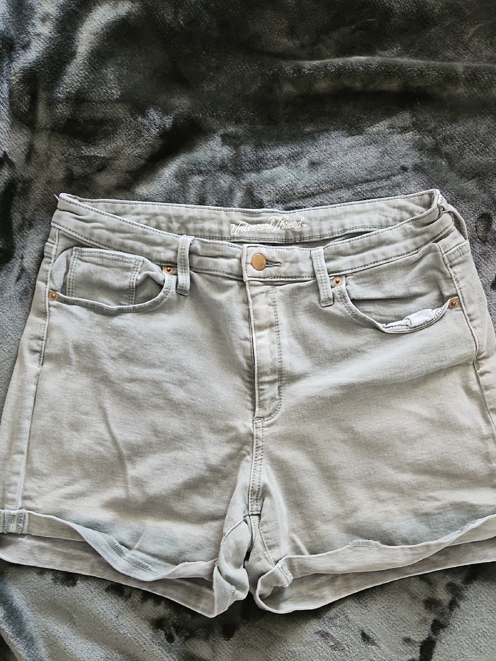 Universal Thread Light Gray High-Rise Denim Shorts with Rolled Hem